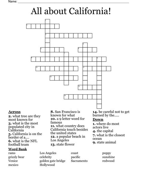 Crossword clue california city. Things To Know About Crossword clue california city. 